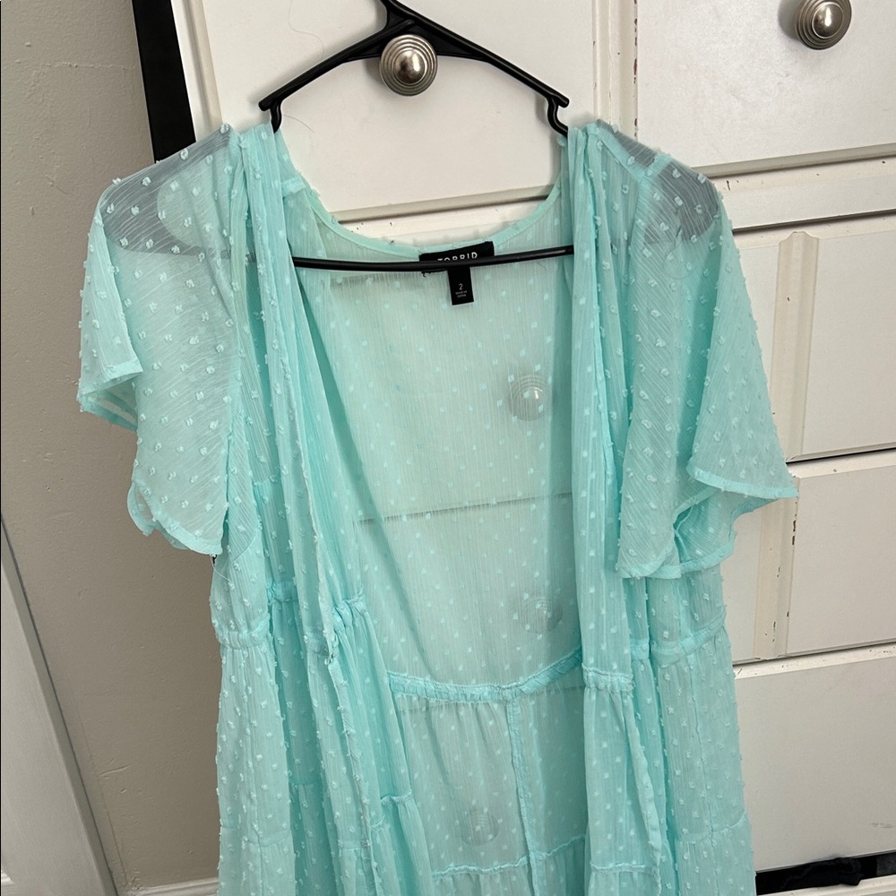 Torrid Light Blue Sheer Top
